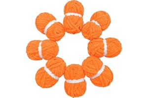 HouseABC Chunky Yarn for Hand Knitting Soft Jumbo Bulky Fluffy Chenille Yarn for Crocheting Blanket Scarf DIY 8 Pack (Orange, 28yds, 8 Ounces Each)