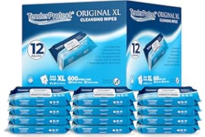 TenderProtect® Original XL Premium Adult Wipes (600 Ct), Extra-Large 9"x12" Wet Wipes with Aloe, Wash Cloths for Babies & Elderly, Incontinence, Hands & Body Cleaning