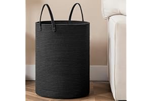JOYBEST Laundry Basket, 72L Woven Laundry Hamper, Baby Nursery Hamper for Toys, Blanket Basket for Living Room, Clothes Hamper for Bedroom&Baby Room, Black