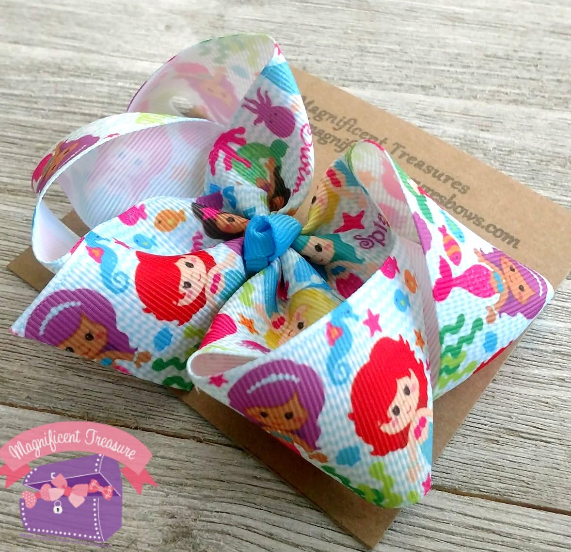 4 Inch Mermaid Ribbon Hair Bow