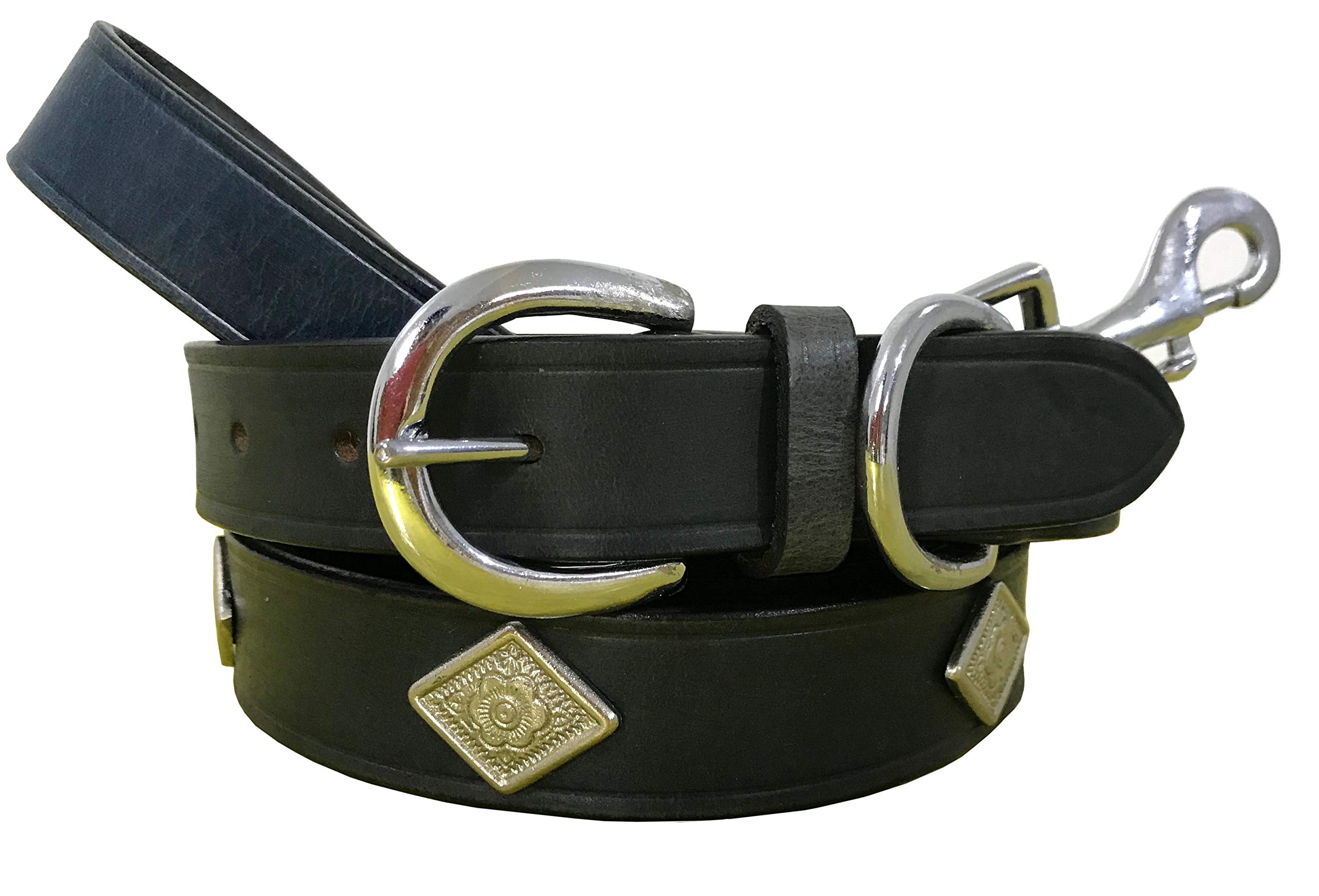 BRADLEY CROMPTON Genuine Leather Matching Pair Dog Collar and Lead Set M — image 1