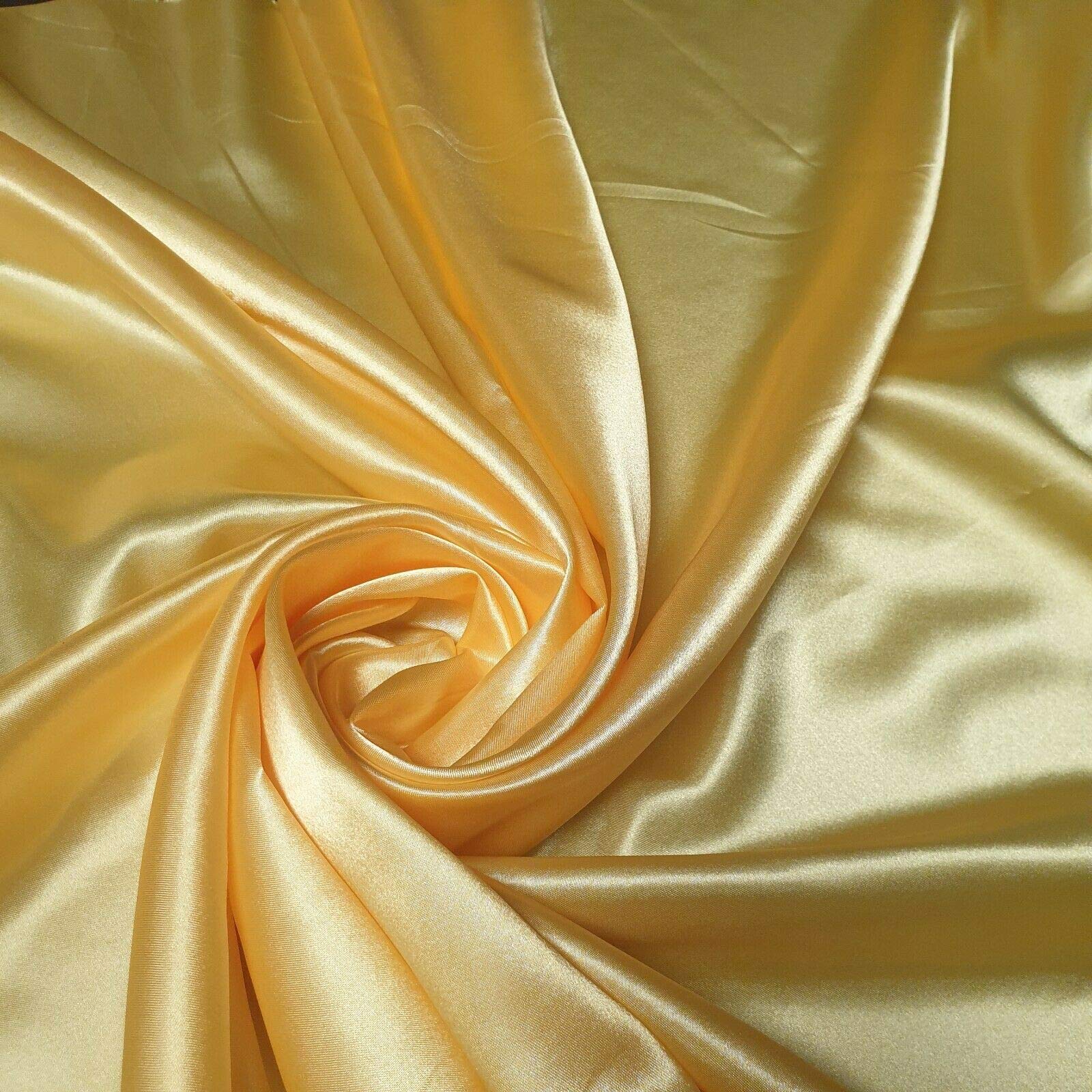 100% Polyester/Poly Silk Silky Satin Fabric, Dressmaking, Wedding, Prom - Dress Craft Fabric Material 58" - 150 cm Wide Sold As 1 Meter Pre - Cut Lengths (Available in 22 Colours) (Light Gold)