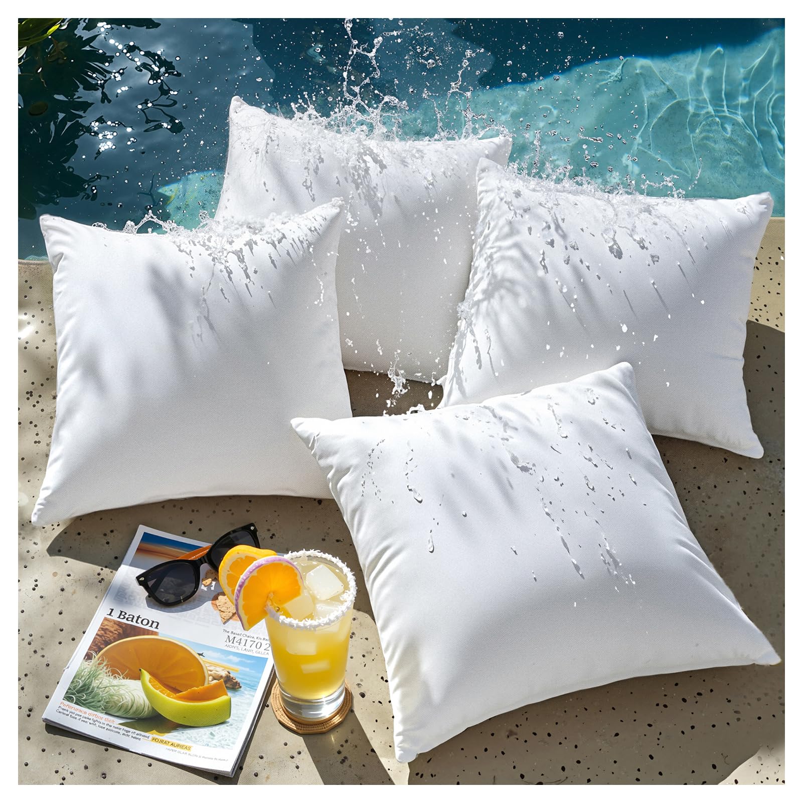 Photo 1 of Phantoscope 18 x 18 Pillow Inserts - Pack of 4 Outdoor Water Resistant Throw Pillow Inserts Hypoallergenic Square Decorative Couch Sham Cushion Stuffer - 18 Inches