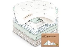 6-Pack Cotton Baby Washcloths for Newborn - Organic Cotton Muslin Soft Wash Cloths for Babies, Infant, Kids, Toddler Towels B