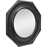 Creative Co-Op Hexagonal Carved Wood Framed Wall Mirror, Black
