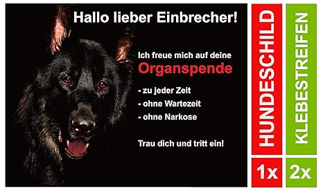Luguno Hundeschilder Schäferhund Warnung Achtung Hund Schild Alu 20x15cm Mit 2 Klebestreifen