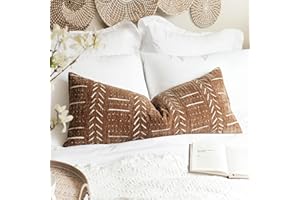 BlissBlush Brown Boho Lumbar Throw Pillow Cover 14X36, Decorative Long Accent Body Lumbar Pillow for Bed, Farmhouse Woven Textured Lumbar Pillowcase for Couch (Cover ONLY)