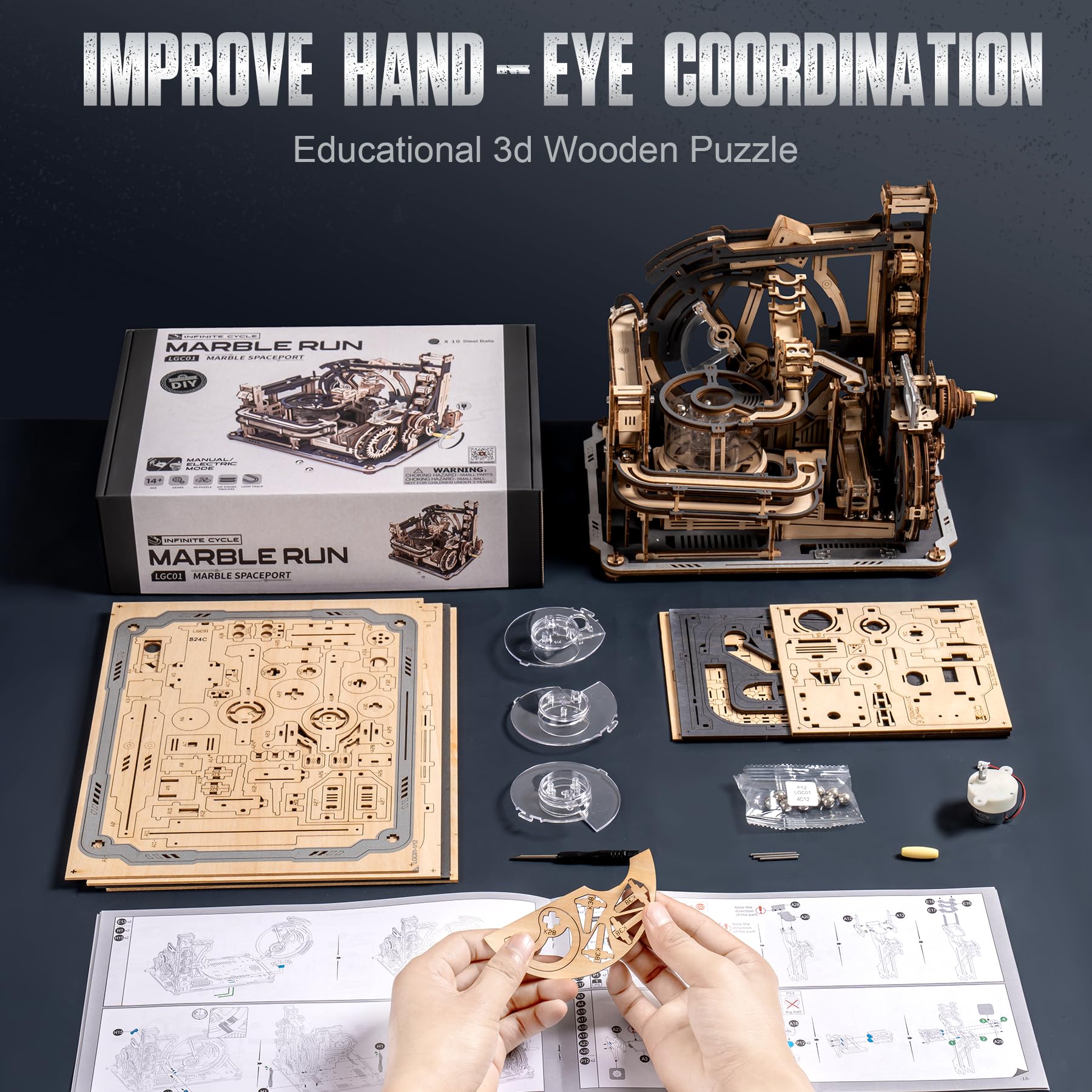 RoWood 3D Puzzles for Adults,Wooden Puzzles for Adults,Marble Run Model Kits,3D Wooden Puzzles Gift