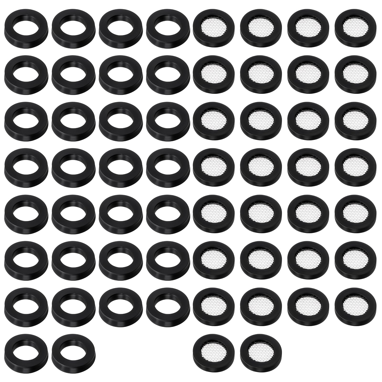 Photo 1 of TIESOME 60 Pcs Shower Head Filter Gasket, 3/4" Shower Head Gasket for Hose Mesh Seal Ring 2 Types Faucet Washers 30 Pcs Rubber Water Hose Washers 30Pcs O-Ring Stainless Steel Screen Water Hose Gasket