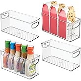 iDesign Slim Clear Plastic Stackable Storage Bin, Tall Narrow Organizer for Kitchen or Pantry, 4-Pack