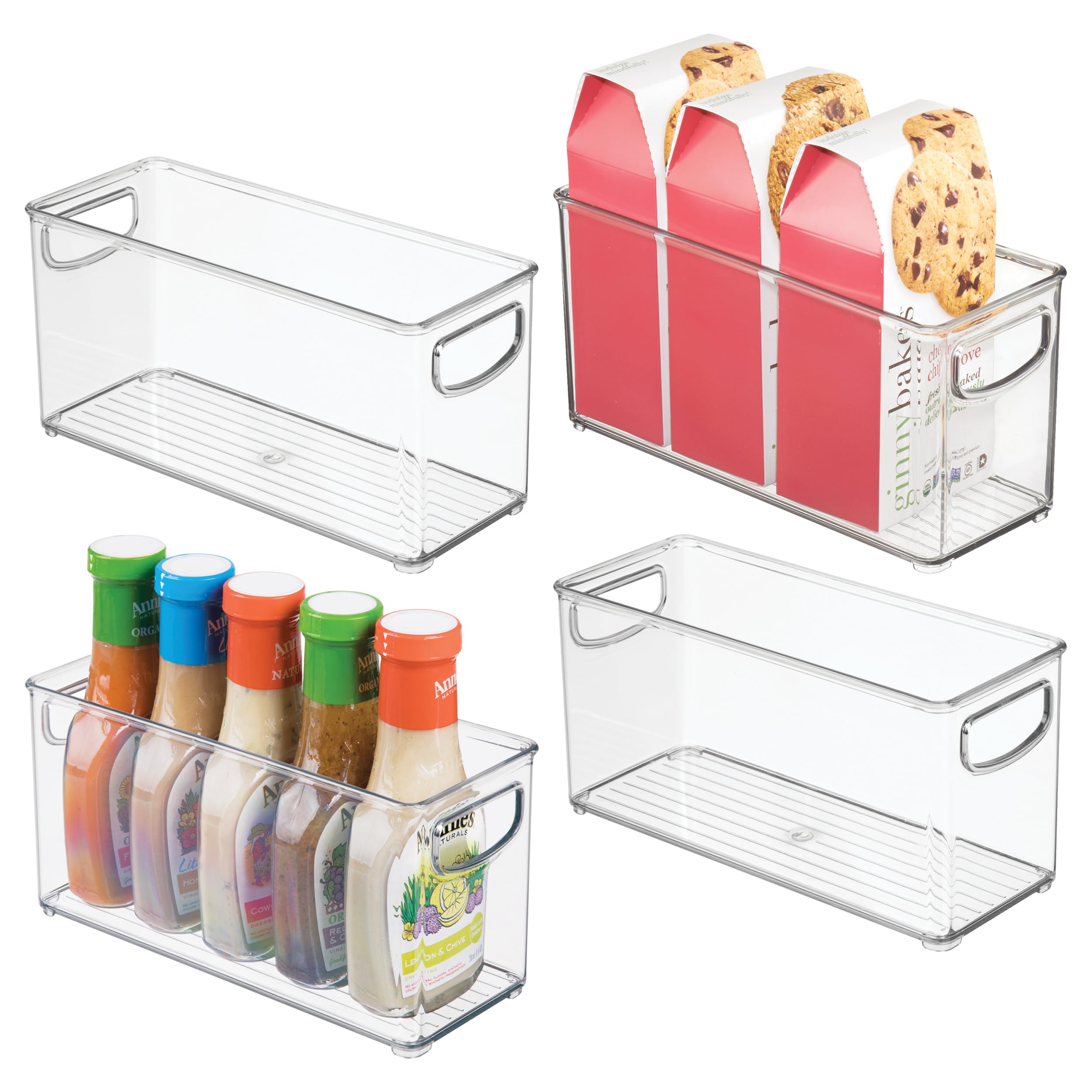 iDesign Slim Clear Plastic Stackable Storage Bin, Tall Narrow Organizer for Kitchen or Pantry, 4-Pack Image