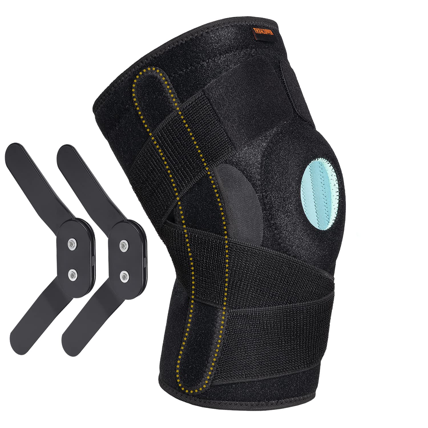 Thx4COPPER Hinged Knee Brace-Adjustable Open-Patella with Cross Straps & Stabilizers, for Protection & Relief-Supports Compression for Joint Trauma & LCL Tears, Arthritis,Tendon Injuries