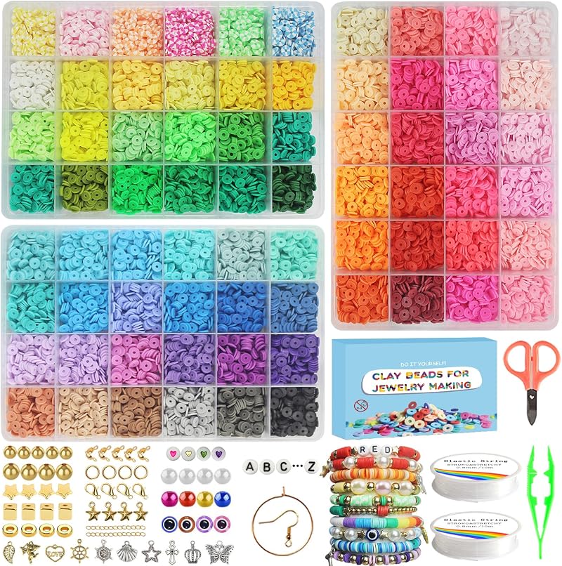 Fournine 15800 Pcs Clay Beads Bracelet Making Kit 72 Colors 3 Boxes