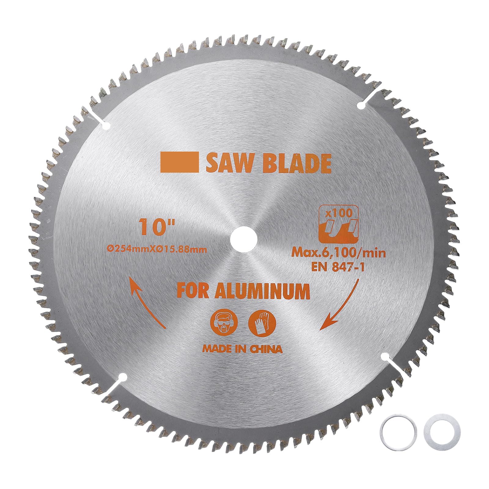 Kozelo Circular Saw Blade - [10-inch x 100 Teeth x 5/8-inch Arbor] Circular Cutting Blade with 5/8" to 3/8" Washer Adapter for Woodworking Plastic Use, 0.102-inch Kerf