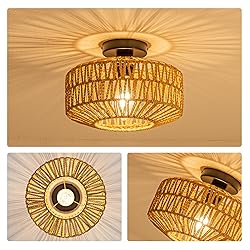 MAYNA 11.8" Rattan Ceiling Light