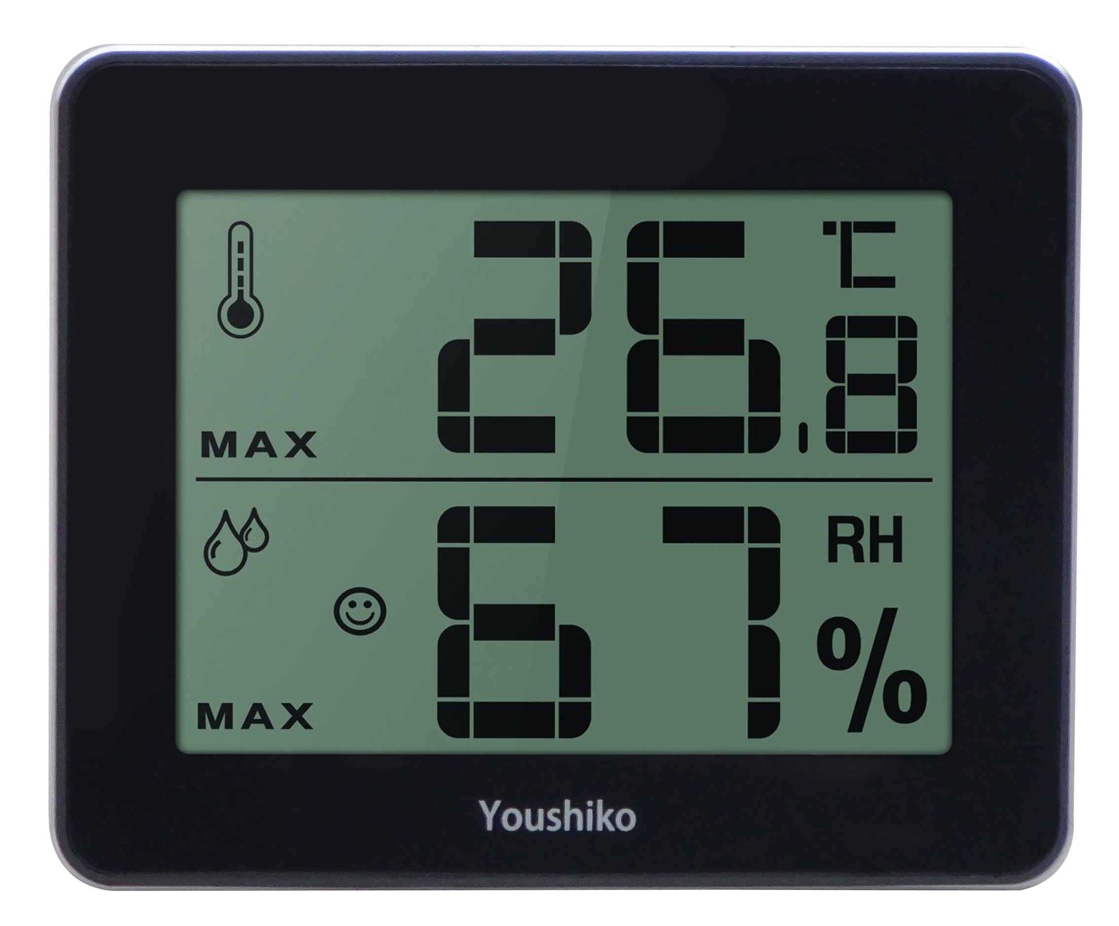 Youshiko Large Digital Thermo-Hygrometer, Indoor Weather Thermometer Hygrometer Gauge, Monitor Temperature and Humidity Meter for Home Office, Min/Max Records