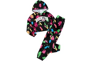 CRISONE Girls Clothes Tie Dye Brooklyn Print Tops Hoodies Sweatshirt Sweatpants with Pockets 2PCS Girl Outfits