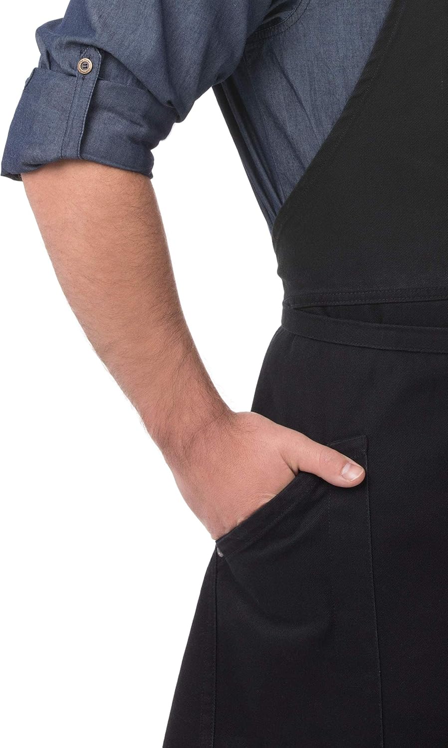 Chef Works unisex adult Berkeley Chefs Bib Work Utility Apron, Jet Black W/Black/Gray Suspenders, One Size US: Clothing