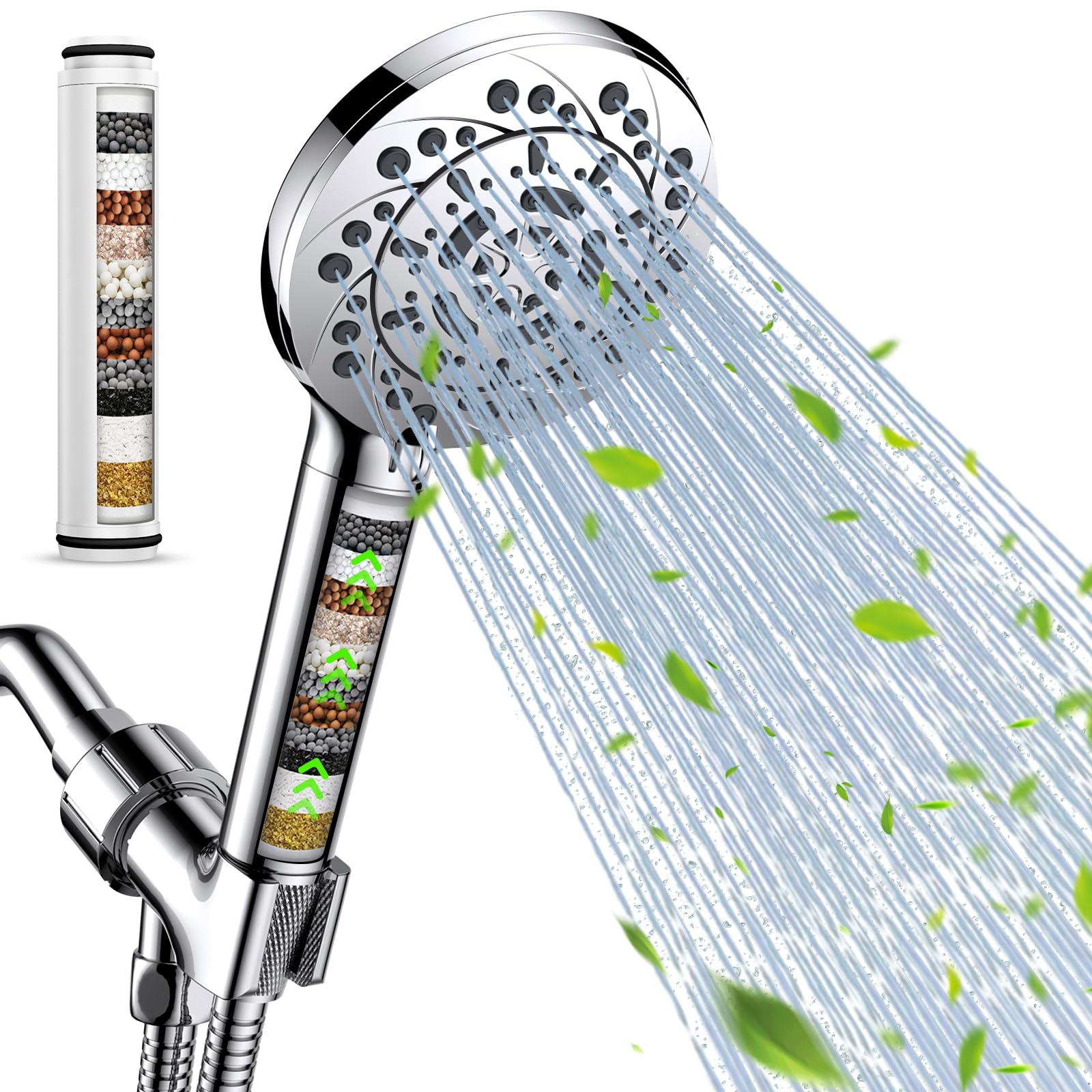 Vatex Filtered Shower Head with Handheld, High Pressure 5 Spray Modes ...