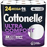 Cottonelle Ultra ComfortCare 2-Ply Standard Toilet Paper, White, 268 Sheets/Roll, 24 Mega Rolls/Pack (53756)