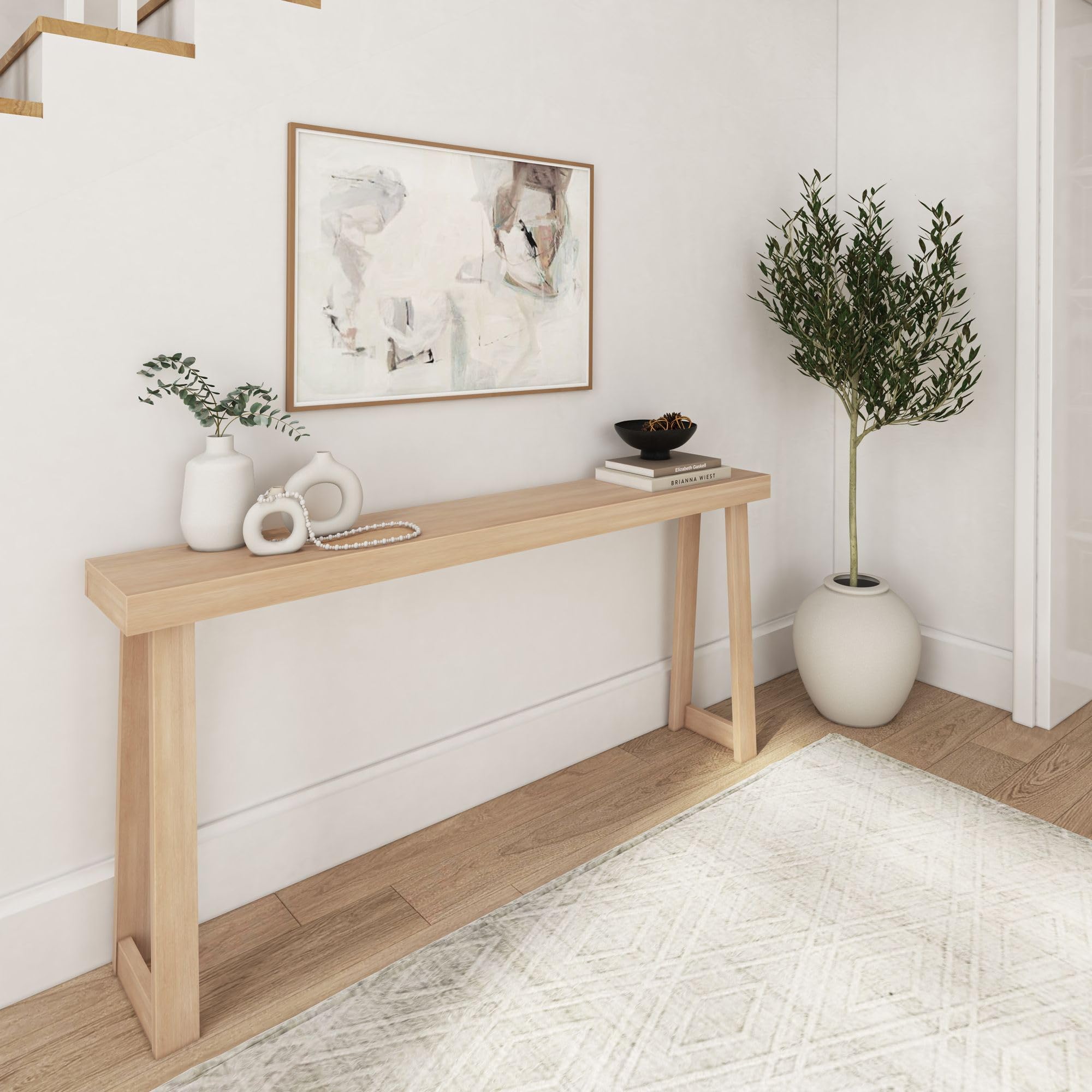 Plank+Beam Solid Wood Console Table, 66 Inch, Sofa Table, Narrow ...