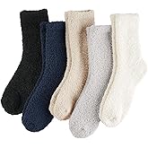 ZhiNuSi Fuzzy Socks for Women Cozy Warm Fluffy Winter Valentine's Day Gifts Slipper Plush Soft Spa Socks 5 Pairs