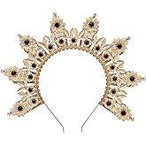 COSUCOS Sun Goddess Halo Crown - Moon Headband with Rhinestones, Zip Tie Renfaire Headpiece for Women Renaissance Halloween