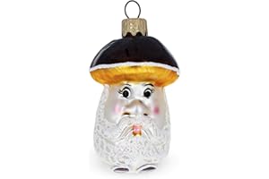 BESTPYSANKY Charming Mushroom Grandpa Glass Christmas Ornament