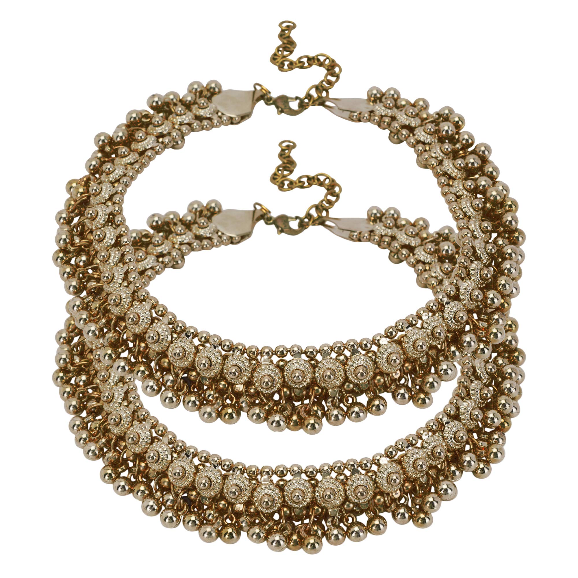 JwellmartSet of Indian Oxidized Polish Designer Ghungroo Bollywood Anklets Ethnic Wedding Fashion Jewelry for Women and Girls