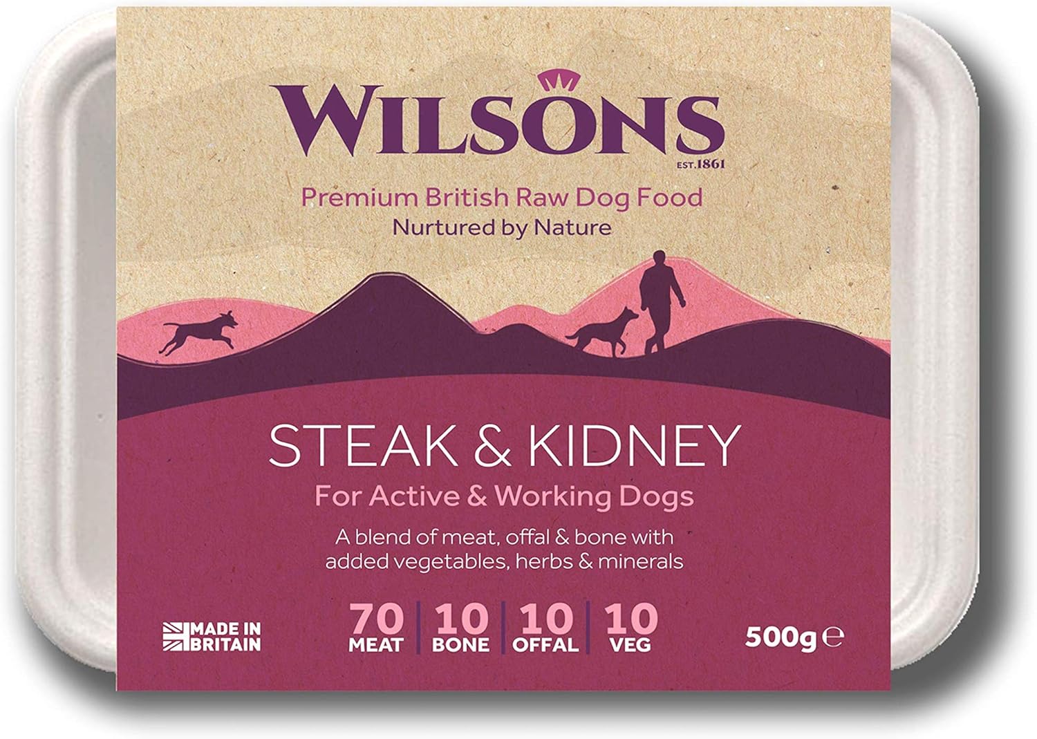WILSONS Steak and Kidneys Complete Raw Frozen Dog Food Grain Free and 100 Natural Box of 24