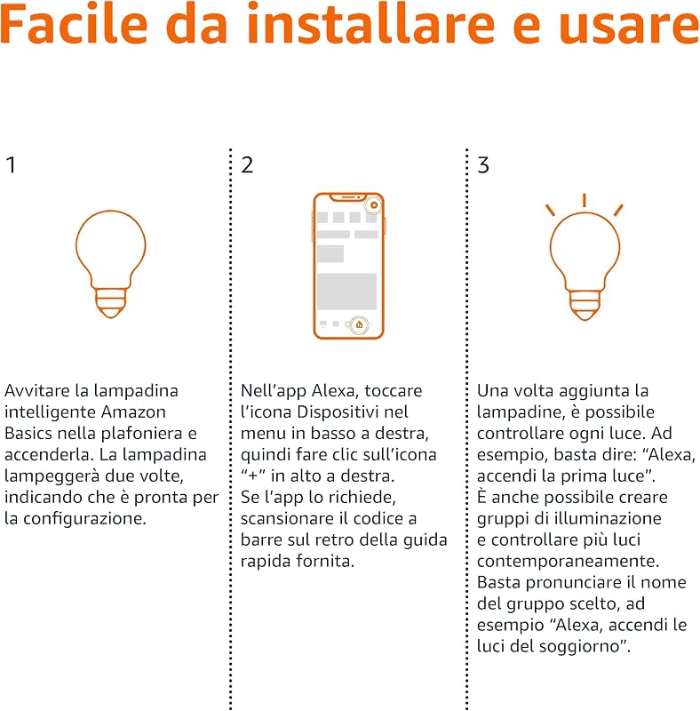 Lampadina LED intelligente, dimmerabile, attacco E27, bianco caldo, 8W (60W Equivalent), compatibile solo con Alexa, 2 confezione