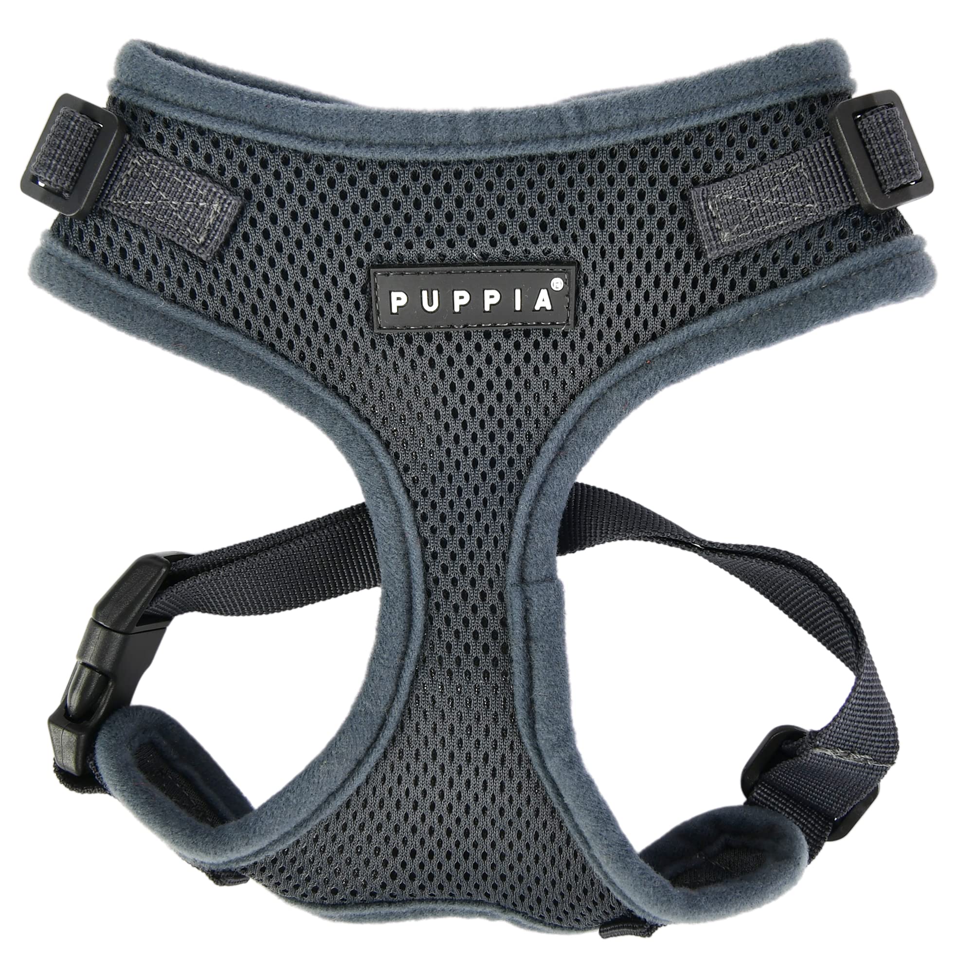 Puppia RiteFit Dog Harness Mesh Over-The-Head All Season No Pull No Choke Walking Training Adjustable Neck & Chest for Small & Medium Dog - Grey - Medium