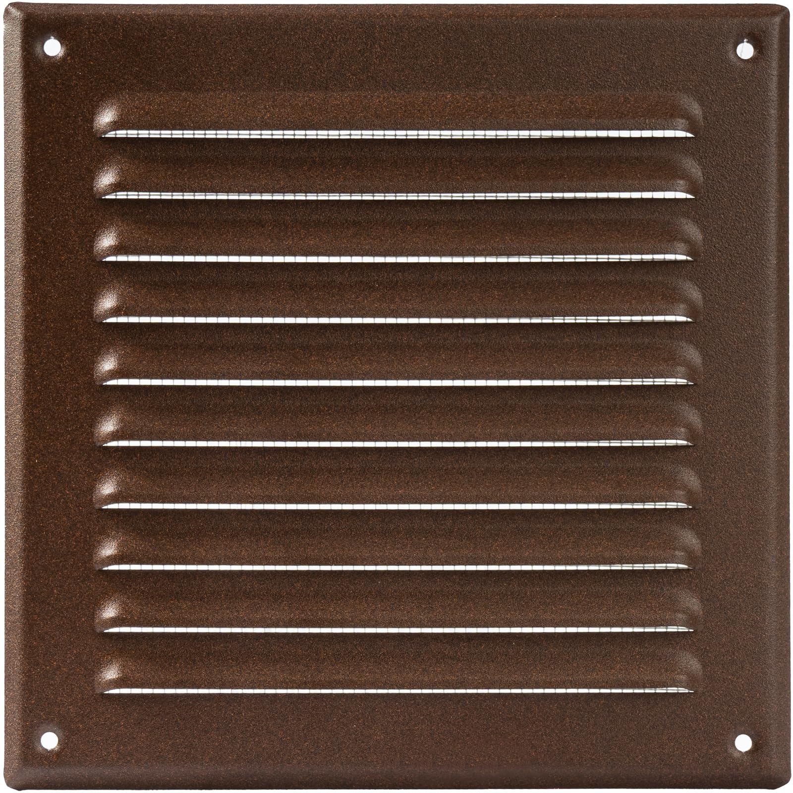 Vent Systems 195 x 195 mm Scratch Resistant Brown Soffit Air Vent Cover - Square Metal Louvered Gable Vent with Mesh Screen - Interior, Exterior Cover - HVAC Ducting Ventilation Grill for Home