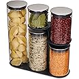 Joseph Joseph Podium 100 Dry Food Storage Container Stand, 5-Piece Set, Stainless-Steel/Glass