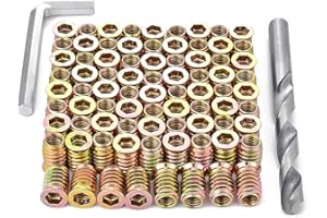 PGMJ 80 Pcs M8 Wood Nut Inserts - Bolt Fastener Connector for Wood Working Tools and Accessories, Metal Assorted Metric Screws Hex Socket Drive Threaded Inserts (M8x20mm)