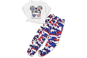 CRISONE Girls 2 Piece Outfits Kids Clothes Cute Cool Girl Crop Tops + Camouflage Pants Summer Clothing Sets