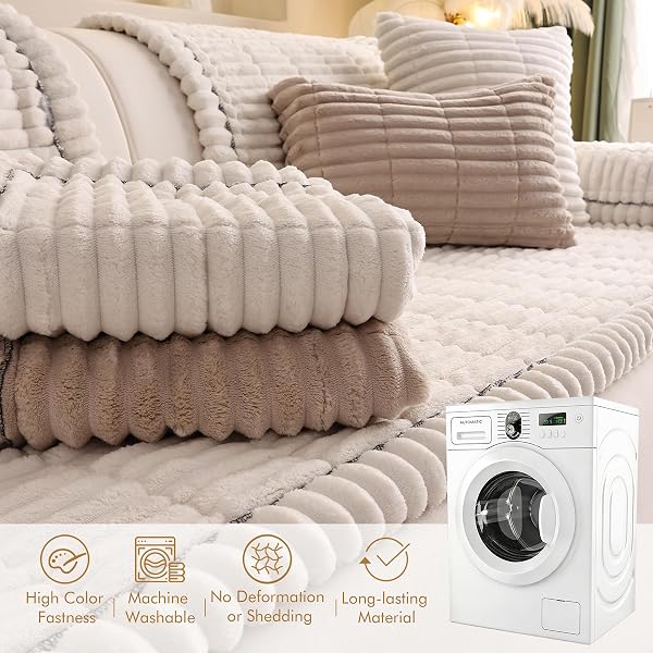 NESTLYMOLY COUCH COVER FOR SOFA, SECTIONAL COUCH COVER FOR DOGS, SOFA COVER WASHABLE, CUSHION COVER BLANKET PAD BED MAT FOR PETS, FLEECE FURNITURE PROTECTOR, WHITE, 23.6X23.6IN