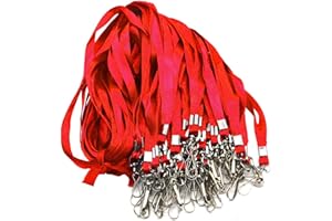 Beebel Red Lanyard Bulk Lanyards for Id Badges Flat Lanyard with Badge Clip Swivel Hook 50 Pack