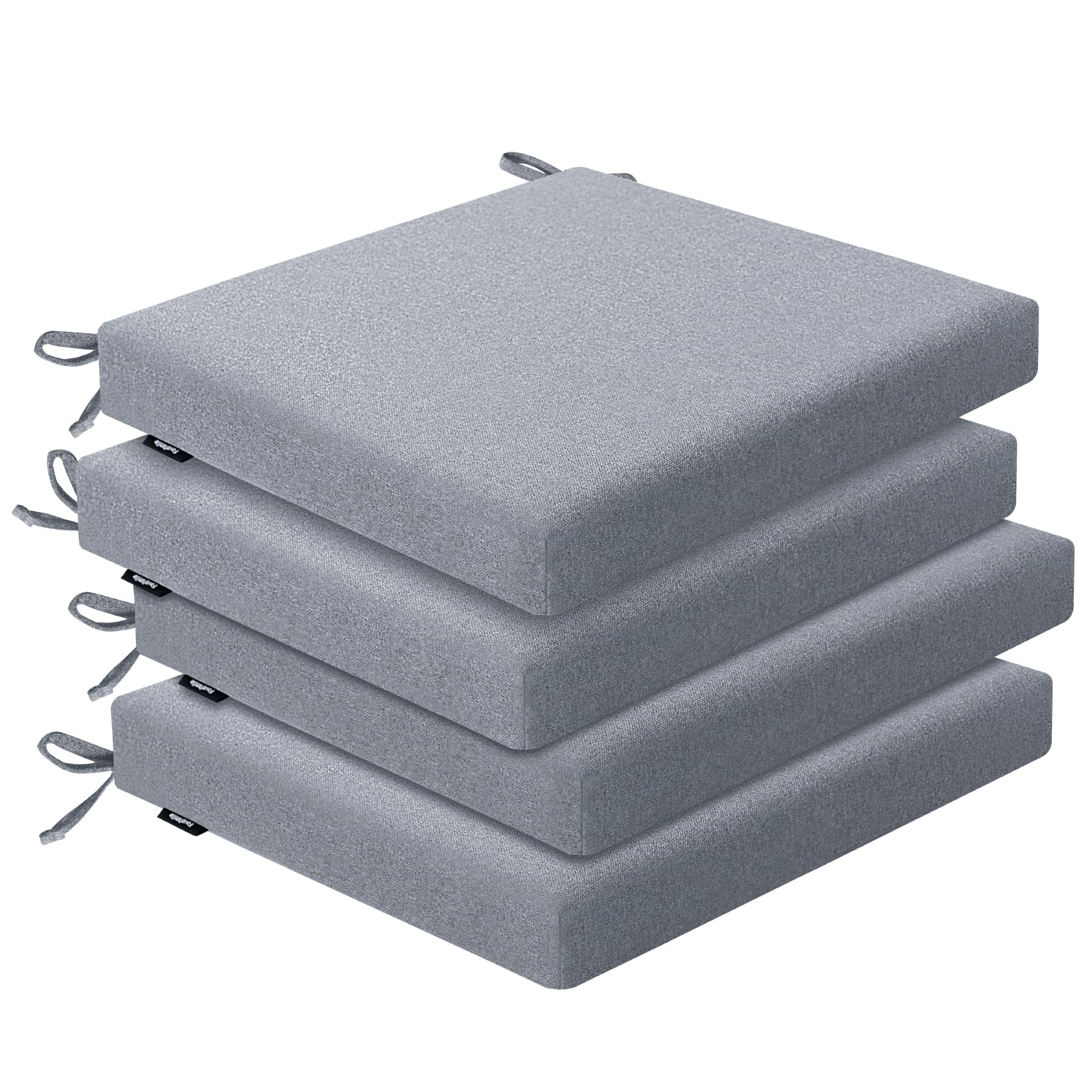 Photo 1 of Favofamilie Outdoor Chair Cushions Set of 4, Water-Resistant & Fadeness 18.5"W x 16"D x 2.5"T Seat Cushion, High Density Foam with Dual Straps for Patio Garden Furniture Sofa Dining Chairs, Light Grey