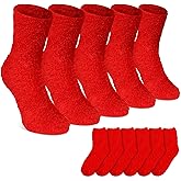 Suhine 12 Pairs Fuzzy Socks Winter Warm Socks Women Soft Stocking Plush Coral Fleece Gift for Christmas Winter Slipper Sleep
