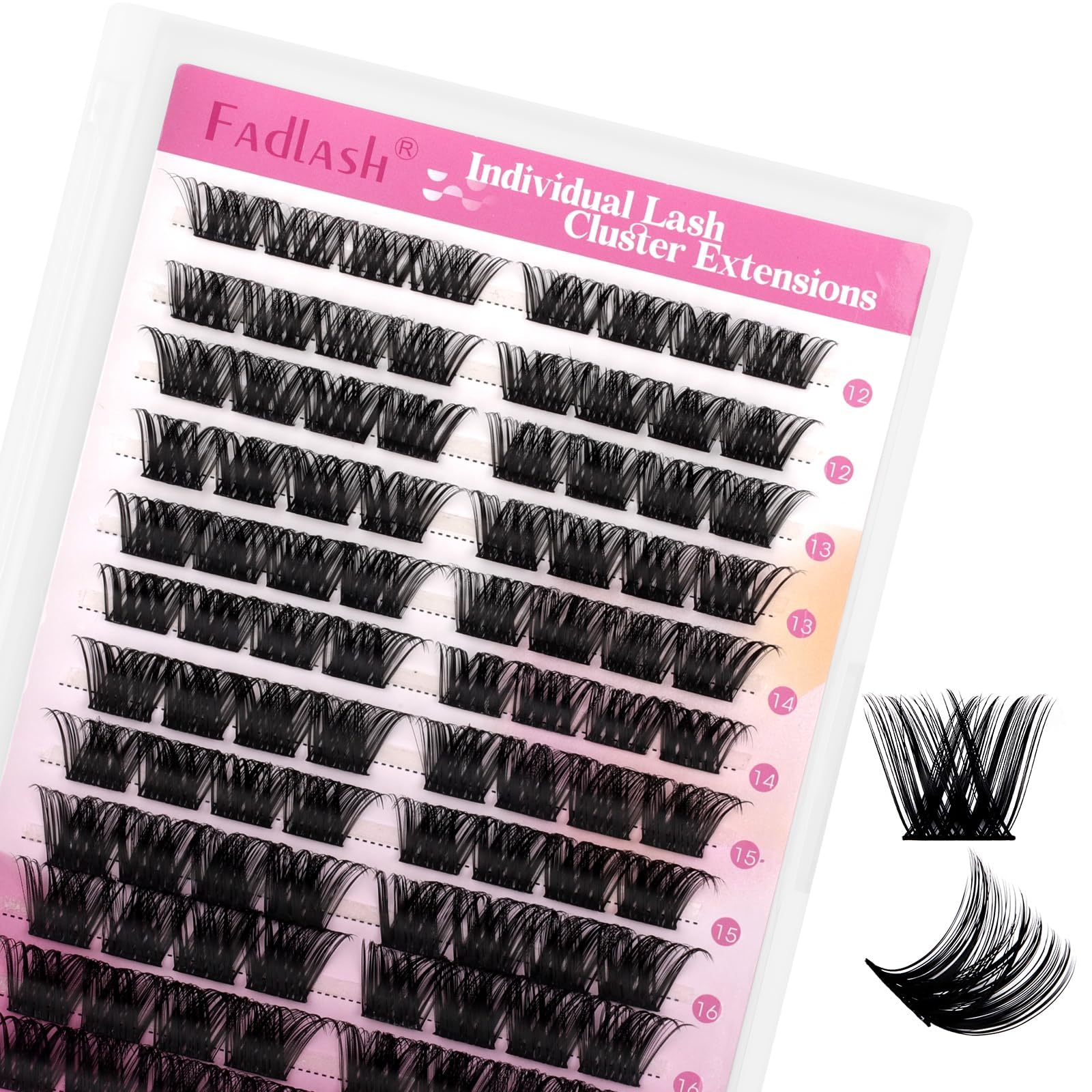 FADLASH Lash 0.07mm D Curl 12-18mm Mixed Long Fluffy Natural Wispy Cluster Lashes for Self Use DIY Eyelash Extensions — image 1