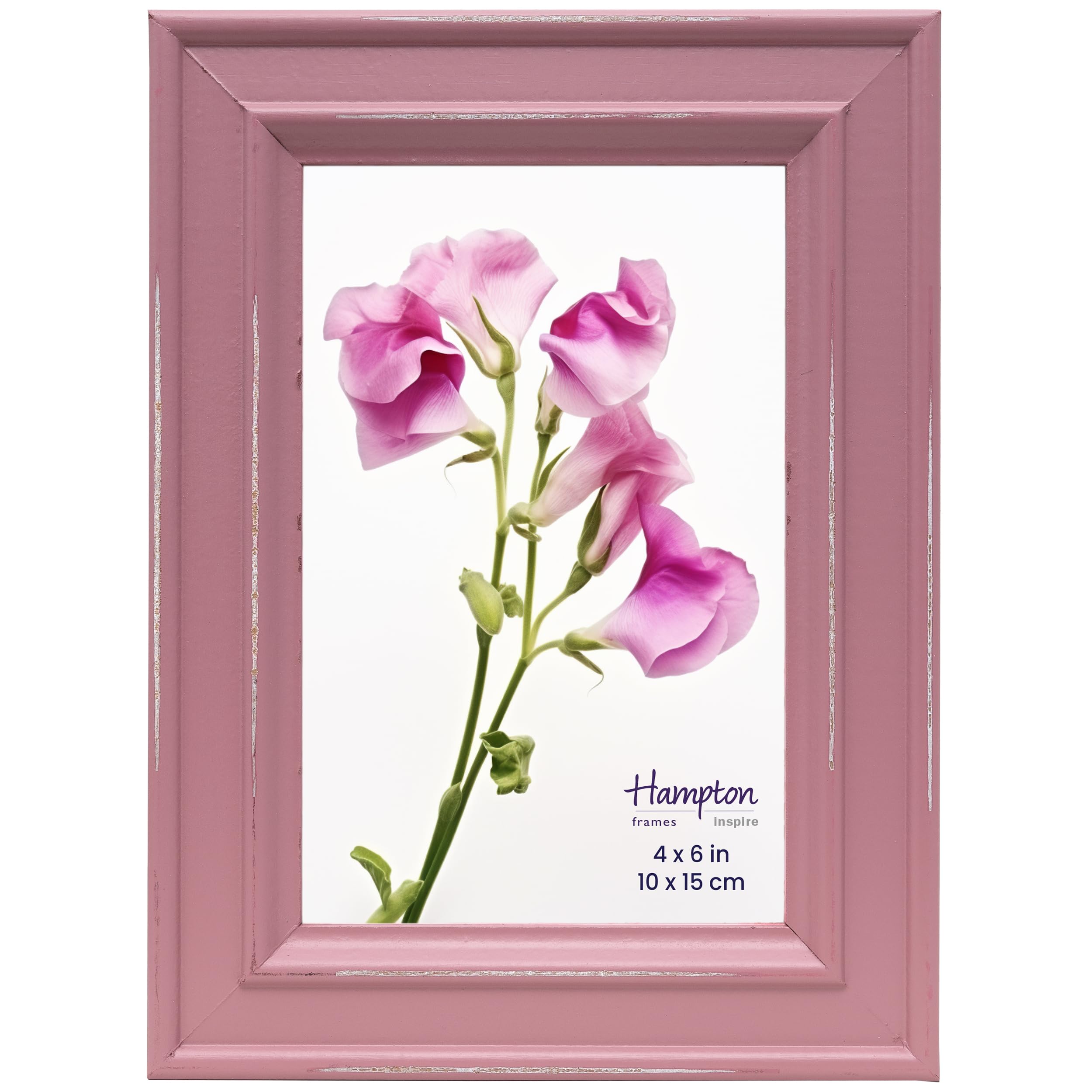 inspire by Hampton Frames | Photo Frame PALOMA | 4x6 Inch (10x15cm), Pink, Glass | Modern Design, Tabletop or Wall Mount | Display Memories, Home Décor Accent