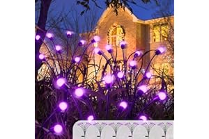 CRILEAL Solar Powered Firefly Lights,Solar Lights Outdoor Waterproof,Starburst Swaying Solar Firefly Lights, Firefly Garden Lights for Path Landscape Outdoor Decorative Lights (Purple, 6)