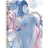 FVBAO Spiral Journal Notebook for Women,Cute A5 College Ruled Notebooks 6"x 8.4", 120 Pages Lined Journal with Premium Thick Paper,Perfect for School Office Home Gifts(Pink Blue Marble)