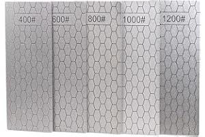 Jewboer 5 Pieces Diamond Sharpening Stone Set,Diamond Lapping Plate Coarse/Medium/Fine Grit Sharpener,400/600/800/1000/1200 Grit