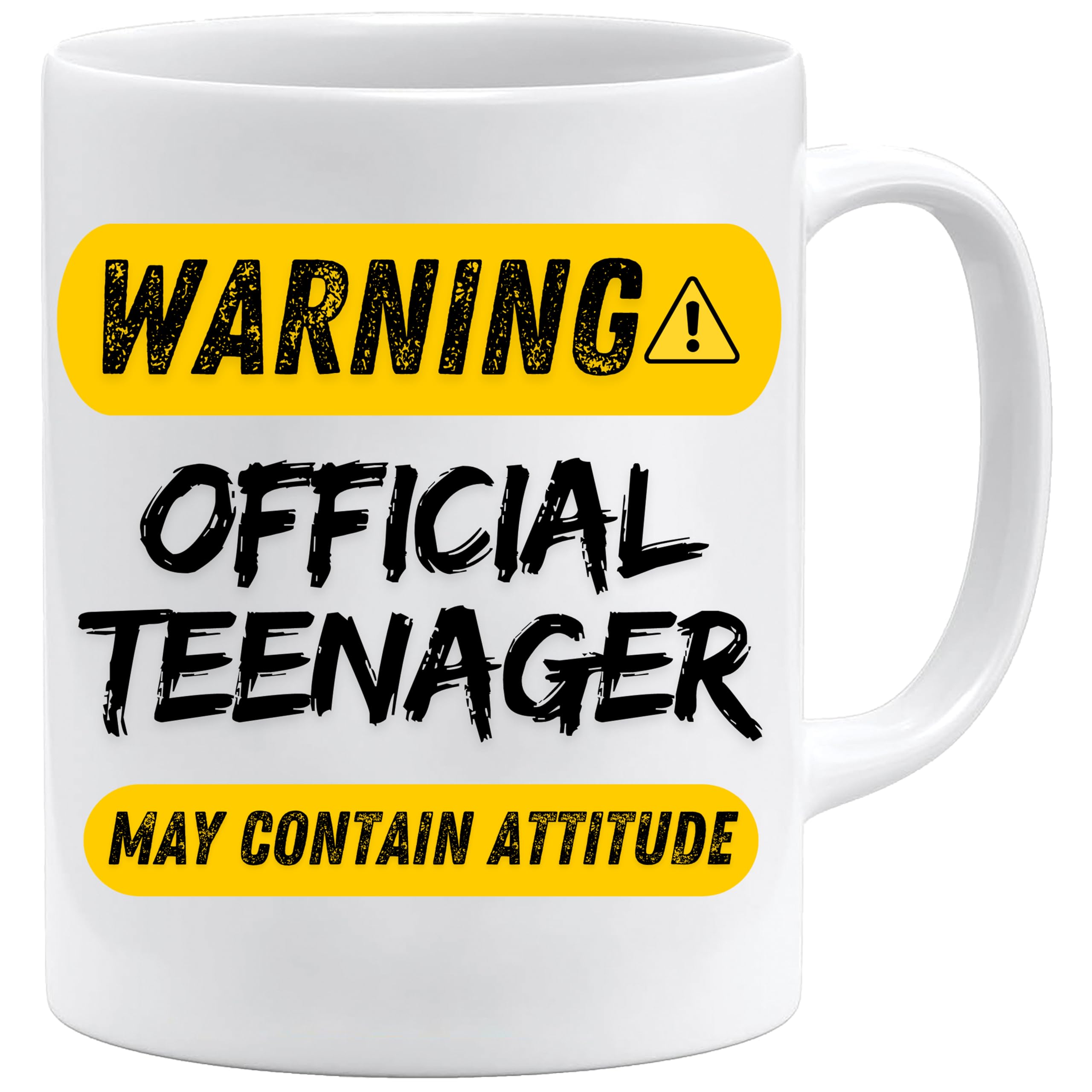 Official Teenager Mug – Funny 13th Birthday Gift for Boys or Girls – “May Contain Attitude” Novelty Ceramic Cup