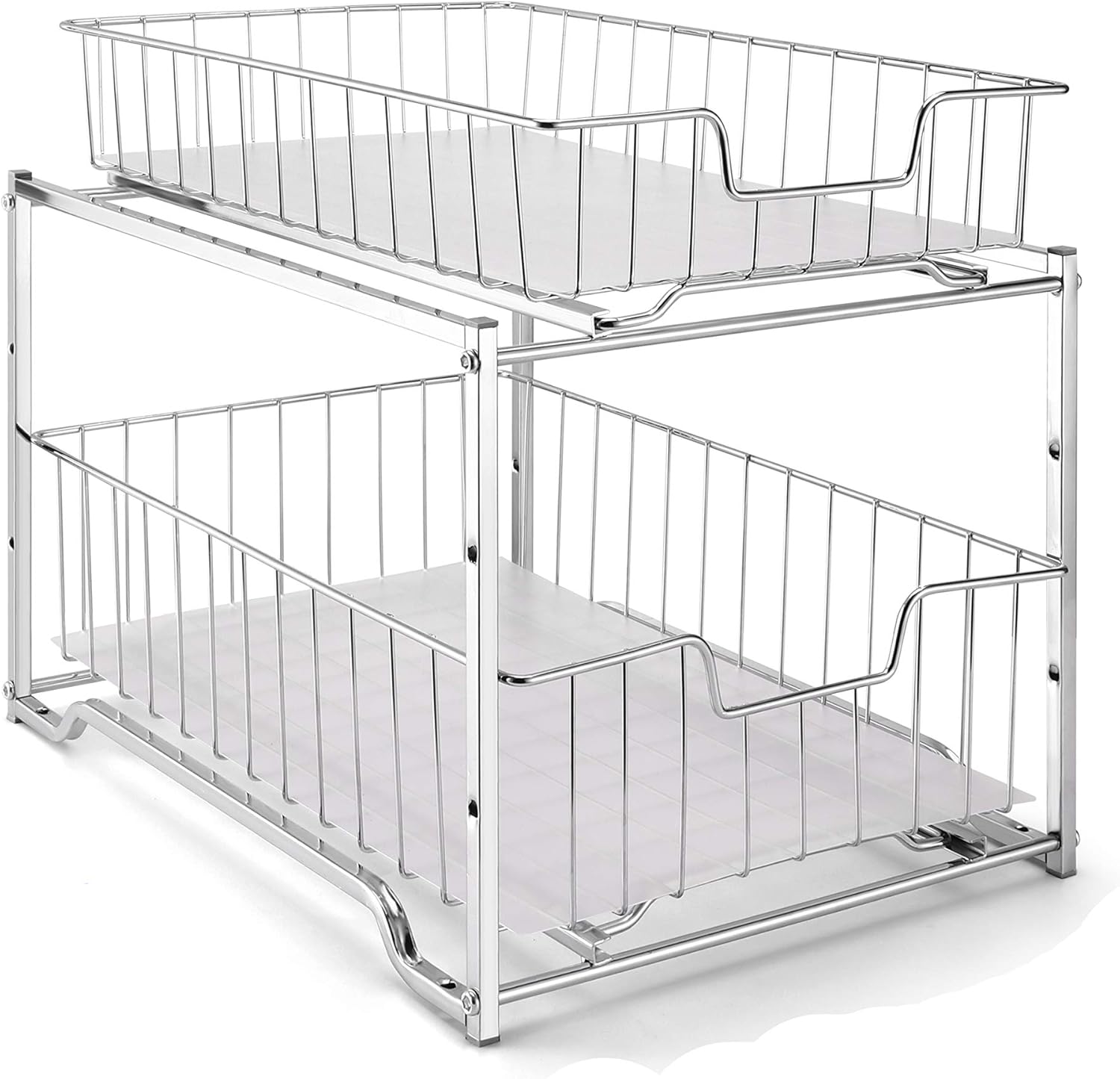 Amazon Com Simple Trending Stackable 2 Tier Vertical Bathroom Storage Under Sink Cabinet Organizer Toilet Vanity Organizer Drawers Chrome Kitchen Dining