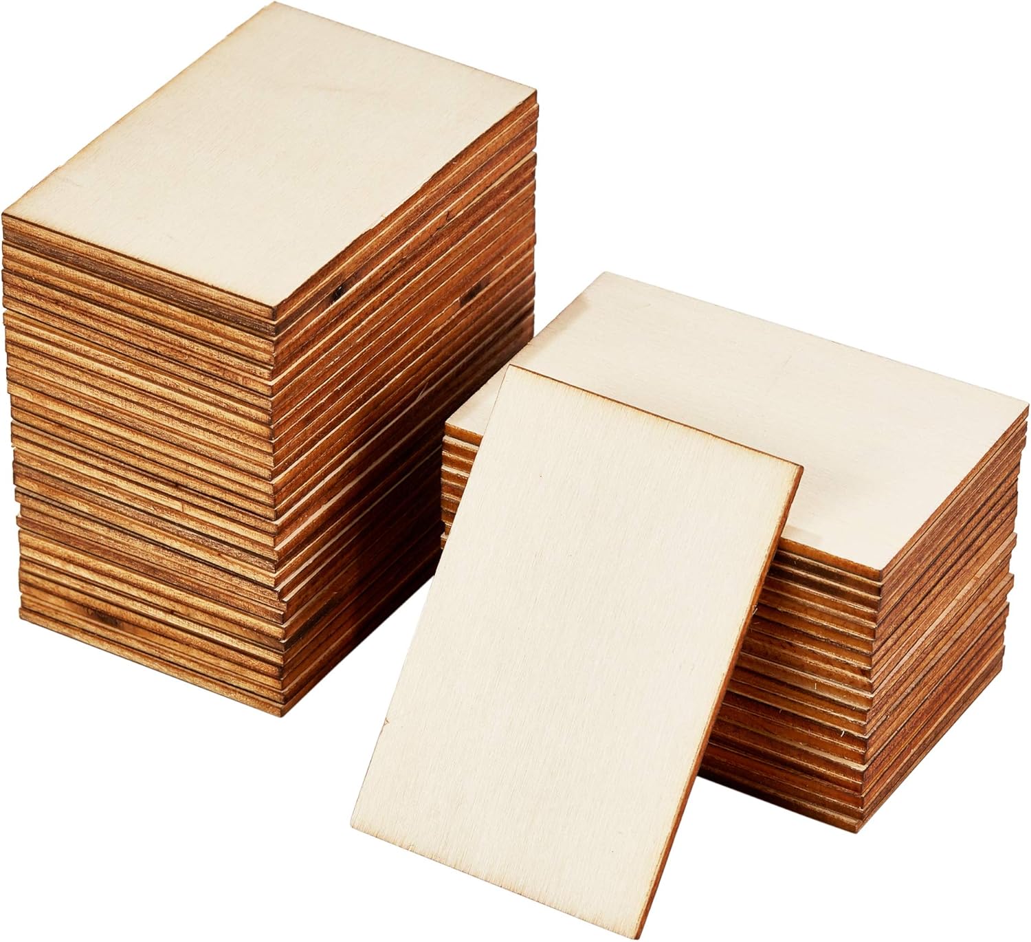 Wood Rectangles for Crafts, 50Count Unfinished Wooden