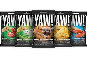 YAW! Baked Baguette Bites, Veriety Pack 5 Pack, Non-GMO Ingredients, Crunchy Snack (10oz, Veriety) 5 Pack