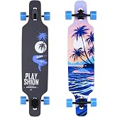 Playshion 39 Inch Drop Through Longboard Skateboard for Beginners
